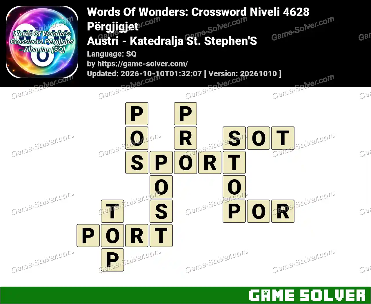 Words Of Wonders: Crossword Niveli 4628 Përgjigjet – Austri – Katedralja St. Stephen’S
